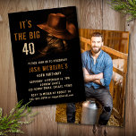 Convites aniversário de 40 anos Foto: Rustic Cowboy Hat Boo<br><div class="desc">aniversário de 40 anos Foto Rustic Cowboy Hat Boots Invisions apresenta um par de botas de cowboy de couro com o chapéu e as informações personalizadas do convite de festas abaixo. Adicione sua foto favorita ao contrário. Criado pelo Evco Studio www.zazzle.com/store/evcostudio</div>