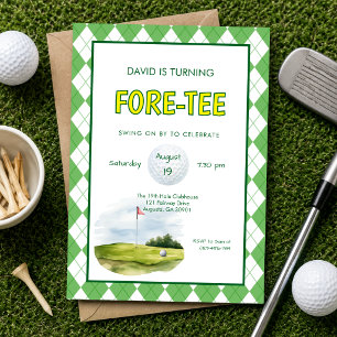 Convites Aniversário de 40 anos Funny Fore-tee Golf
