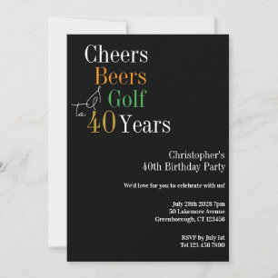 Convites aniversário de 40 anos Golf Cheers Party