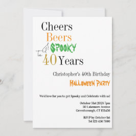 Convites aniversário de 40 anos Halloween Cheers Spooky Par