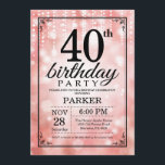 Convites aniversário de 40 anos Invitation Pink Glitter<br><div class="desc">aniversário de 40 anos Invitation with Pink String Lights with Pink Glitter Background. Aniversário Rosa. Aniversário Adulto. Homens ou Mulheres no Dia Convidam. 13 15 16º 18º 20 21rua 30 40º 50º 60º 80 de 70 100º, qualquer idade. Para mais personalização, clique no botão "Personalizar" e use nossa ferramenta de...</div>