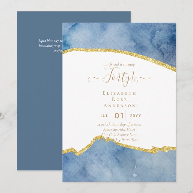 Convites aniversário de 40 anos Invoca Glamor Girly Modern  (Frente/Verso)