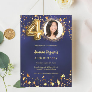 Convites aniversário de 40 anos marinho - fotografia de est