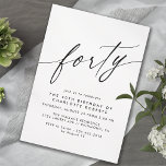 Convites Aniversário de 40 anos mínimo preto e branco simpl<br><div class="desc">Simples mas elegante aniversário de 40 anos convites com título "quarenta" em uma fonte de script. Fonte preta sobre um fundo branco nítido.</div>