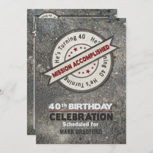 Convites Aniversário de 40 anos, missão realizada,