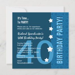 Convites aniversário de 40 anos Modern Hues de Blue Funny D