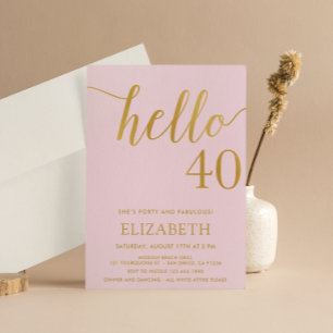 Convites Aniversário de 40 anos moderno HELLO 40 Adulto Ani