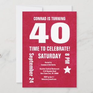 Convites aniversário de 40 anos moderno ou qualquer ano de