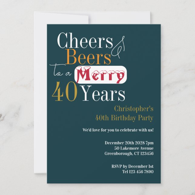 Convites Aniversário de 40 anos, Natal, Cervejas e Brindes (Frente)
