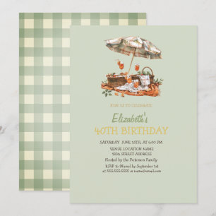 Convites Aniversário de 40 anos Orange Aperol Green Plaid P