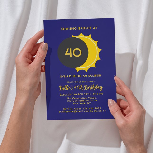 Convites Aniversário de 40 anos | Partido Eclipse Solar Par (Add details to personalize your event.  Choose a different age, if required.)