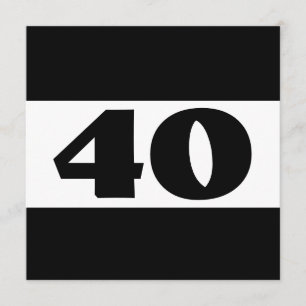 Convites aniversário de 40 anos Party Black and White Mode