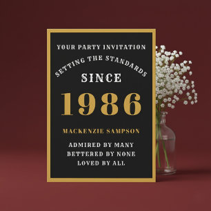 Convites Aniversário de 40 anos personalizado 1986 Elegante