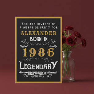 Convites Aniversário de 40 anos personalizado 1986 Lenda Pr