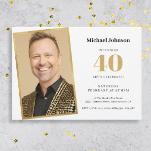 Convites Aniversário de 40 anos Personalizado Simples de Fo