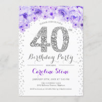 aniversário de 40 anos - Prata branca - Roxo