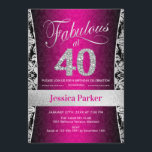 Convites aniversário de 40 anos - Prata rosa - Preto<br><div class="desc">aniversário de 40 anos Convite de festas rosa,  preto e prateado. Cartão de convite elegante com prata brilhante falso e diamantes. Apresenta cor damasco e fonte de script. Fabuloso aos quarenta! Design clássico perfeito para uma festa de na moda. Envie-me uma mensagem se precisar de uma idade personalizada.</div>