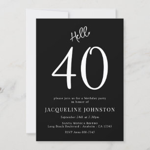 Convites aniversário de 40 anos, preto e branco