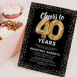 Convites Aniversário de 40 anos Preto e Dourado