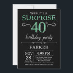 Convites aniversário de 40 anos preto e verde surpresa<br><div class="desc">Convite para aniversário de 40 anos surpresa com fundo brilhante preto e verde. Chalkboard. Aniversário Adulto. Homens ou Mulheres no Dia Convidam. Qualquer idade.
Para mais personalização,  clique no botão "Personalizar" e use a ferramenta design para modificar este modelo.</div>