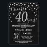 Convites Aniversário de 40 anos preto surpreendido e diaman<br><div class="desc">Surpreenda o aniversário de 40 anos Invitation com fundo de diamante de brilho preto e prateado. Prata Confetti. Aniversário Adulto. Homens ou Mulheres Aniversário. Para mais personalização,  clique no botão "Personalizar" e use nossa ferramenta de design para modificar este modelo.</div>