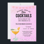 Convites Aniversário de 40 anos Purple Cocktail, Partido da<br><div class="desc">Comemore seu aniversário em estilo com este convite à Púrpura com uma bebida mista e luzes de cordas. Perfeito para uma festa de aniversário interior ou uma celebração ao ar livre. Diversão do convite de festas adulto que é na moda e moda.</div>