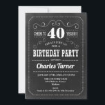 Convites aniversário de 40 anos - Quadro Preto Branco<br><div class="desc">Convite de festas aniversário de 40 anos. Convite de aniversário de adultos preto e branco para homens ou mulheres. Apresenta o padrão do quadro de referência e a fonte do script de tipografia retrorreflectora. Saúde para 40 anos! O cartão de convite elegante é perfeito para uma celebração de um na...</div>