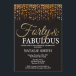 Convites Aniversário de 40 anos quarenta e brilho Dourado<br><div class="desc">Convite do aniversário de 40 anos. Quarenta e fabuloso. Preto e ouro. Brilho Dourado. Festa de aniversário adulta. Para homens ou mulheres. Para uma personalização mais adicional,  clique por favor "personalizam-no" botão e usam-nos nossa ferramenta de design para alterar este modelo.</div>