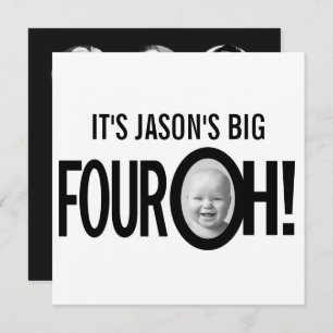 Convites aniversário de 40 anos QUATRO OH! foto mono preto
