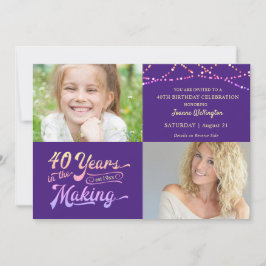 Convites aniversário de 40 anos Retro 40 ANOS NAS Luzes FAZ