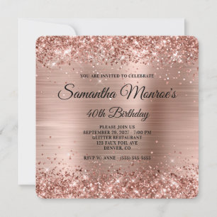 Convites Aniversário de 40 anos Rico  Dourado com Rosa bril