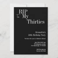 aniversário de 40 anos RIP 30s Black and White Par