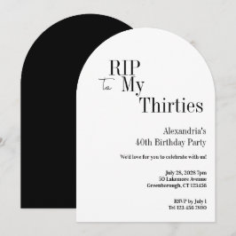 Convites Aniversário de 40 anos RIP 30s Preto Branco Festa