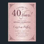 Convites aniversário de 40 anos - Rosa Dourado Damask<br><div class="desc">Convite para aniversário de 40 anos. Elegante vintage faux rosa gold design com cor damasco rosa e branca. Funciona com várias fontes de script. Saúde para 40 anos! Pode ser personalizado em qualquer idade! Envie-me uma mensagem se precisar de mais personalização.</div>