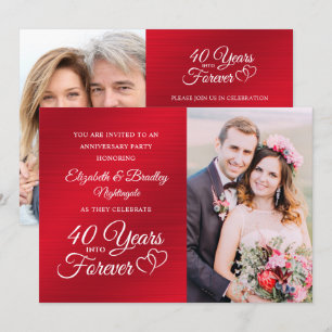 Convites Aniversário de 40 anos Ruby Hearts ANOS PARA SEMPR