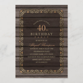 Convites aniversário de 40 anos Russo de Rico de Madeira Pa