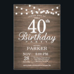Convites Aniversário de 40 anos Russo Invitation String Lig<br><div class="desc">Convite Rustic aniversário de 40 anos com as luzes de cordas Fundo de madeira. 16º 18º 21rua 30 40º 50º 60º 80 90 100º,  Qualquer idade. Para mais personalização,  clique no botão "Personalizar" e use nossa ferramenta de design para modificar este modelo.</div>