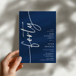 Convites Aniversário de 40 anos Script Forty<br><div class="desc">Celebre seu aniversário de 40 anos com estilo com nosso 'Convite de Aniversário de 40 anos Elegante Script'. Este convite exala sofisticação com sua tipografia de roteiro elegante, mostrando a palavra 'quarenta' subindo ao lado. Além disso, nosso modelo fácil de personalizar permite que você adicione os detalhes do seu evento...</div>