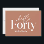 Convites Aniversário de 40 anos simples de terracotta mínim<br><div class="desc">Mínimo moderno de tipografia: simples terracota e aniversário de 40 anos branco. Parte de uma coleção contemporânea.</div>