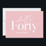 Convites Aniversário de 40 anos simples e brilhante moderno<br><div class="desc">Mínimo moderno de tipografia: simples convite para aniversário de 40 anos branco e rosa giro. Parte de uma coleção contemporânea.</div>