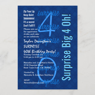 Convites aniversário de 40 anos SURPREE Shades de Blue F21