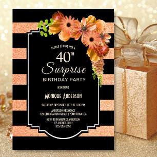 Convites Aniversário de 40 anos Surpresa Laranja Espalhada