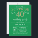 Convites aniversário de 40 anos surpresa Verde e Dourado<br><div class="desc">Convite para aniversário de 40 anos surpresa com fundo brilhante e Dourado. Aniversário Adulto. Homens ou Mulheres no Dia Convidam. Qualquer idade.
Para mais personalização,  clique no botão "Personalizar" e use a ferramenta design para modificar este modelo.</div>