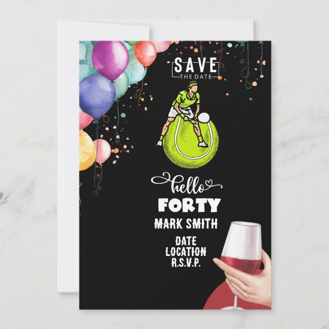 Convites aniversário de 40 anos tênis (Frente)