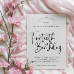 Convites aniversário de 40 anos | Tipografia branca e negra<br><div class="desc">Este design simples, mas sempre elegante, apresenta a moderna tipografia negra e branca e as palavras "Quartieth Birthday" em roteiro de caligrafia. Os convites se revertem a um padrão sutil e repetitivo de Arte Deco em cinzas cromáticas e preto. Sozinhos de sofisticação e elegância, estes convites de 40 anos irão...</div>