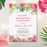 Convites aniversário de 40 anos Tropical String Luz Havaian<br><div class="desc">Estes convites de festas aniversário de 40 anos tropicais apresentam design de aquarela de flores tropicais,  folhagem e cordas. Personalize-os com o seu próprio texto.</div>