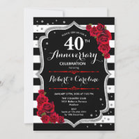Aniversário de 40 anos - Vermelho Rubi Prata Preto