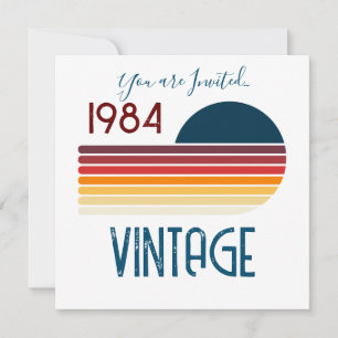 Convites Aniversário de 40 anos Vintage 1984 Retro Faixa So