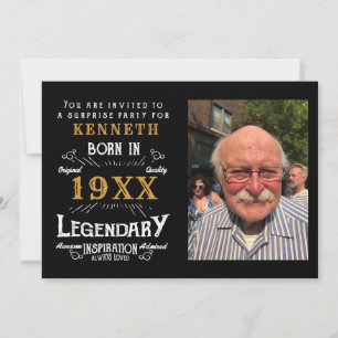 Convites aniversário de 40 anos Vintage Black Dourado Add N