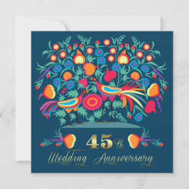 Convites Aniversário de 45 anos de Casamento Folk Art